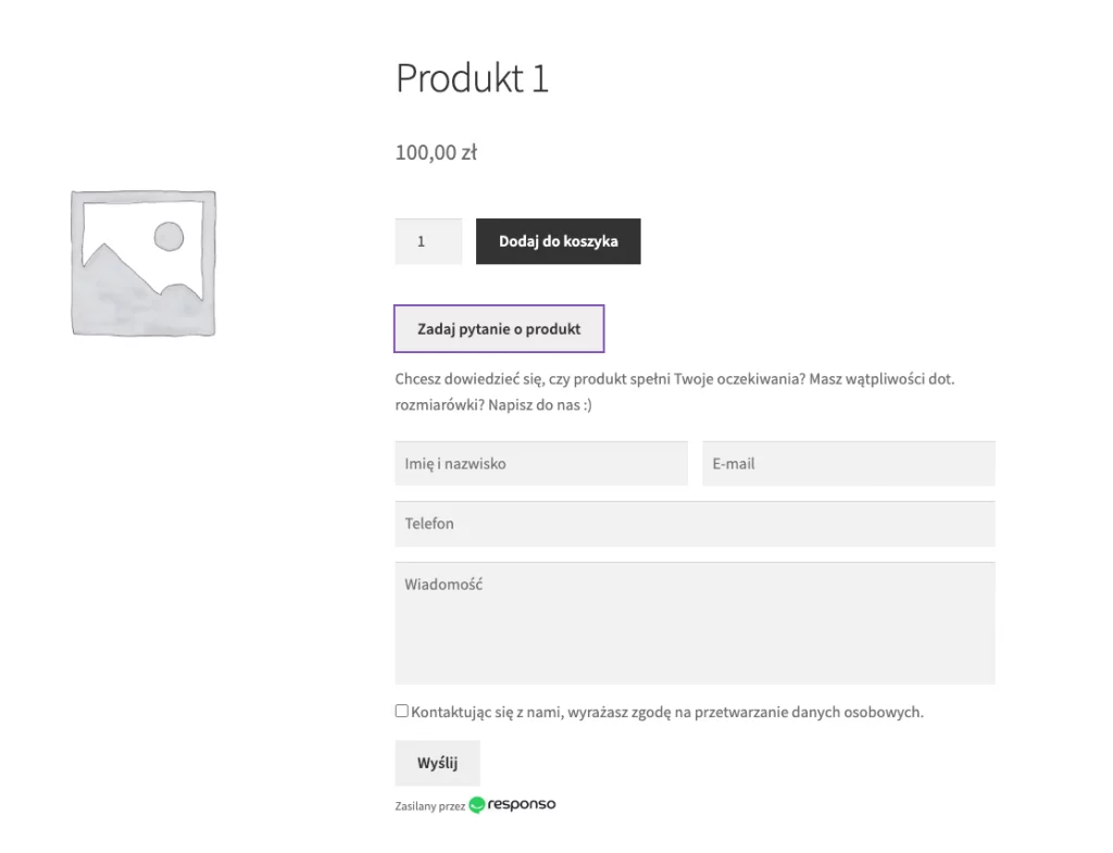 Wtyczki WooCommerce - formularz produktowy