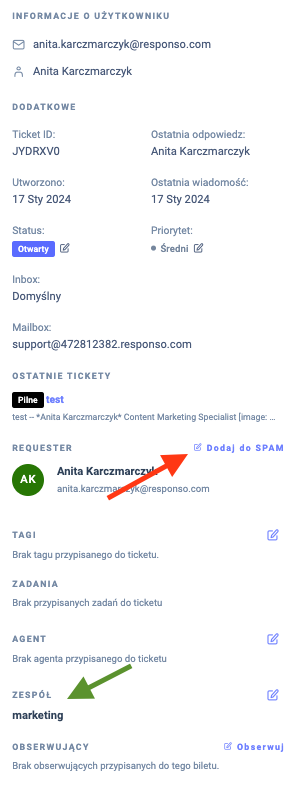 lista spamowa i zespoły responso